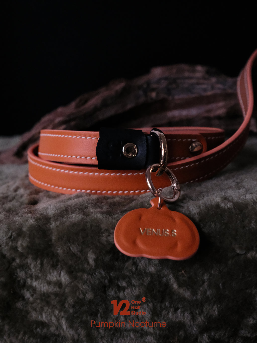 Pumpkin Nocturne | Handcrafted Leather Leash
