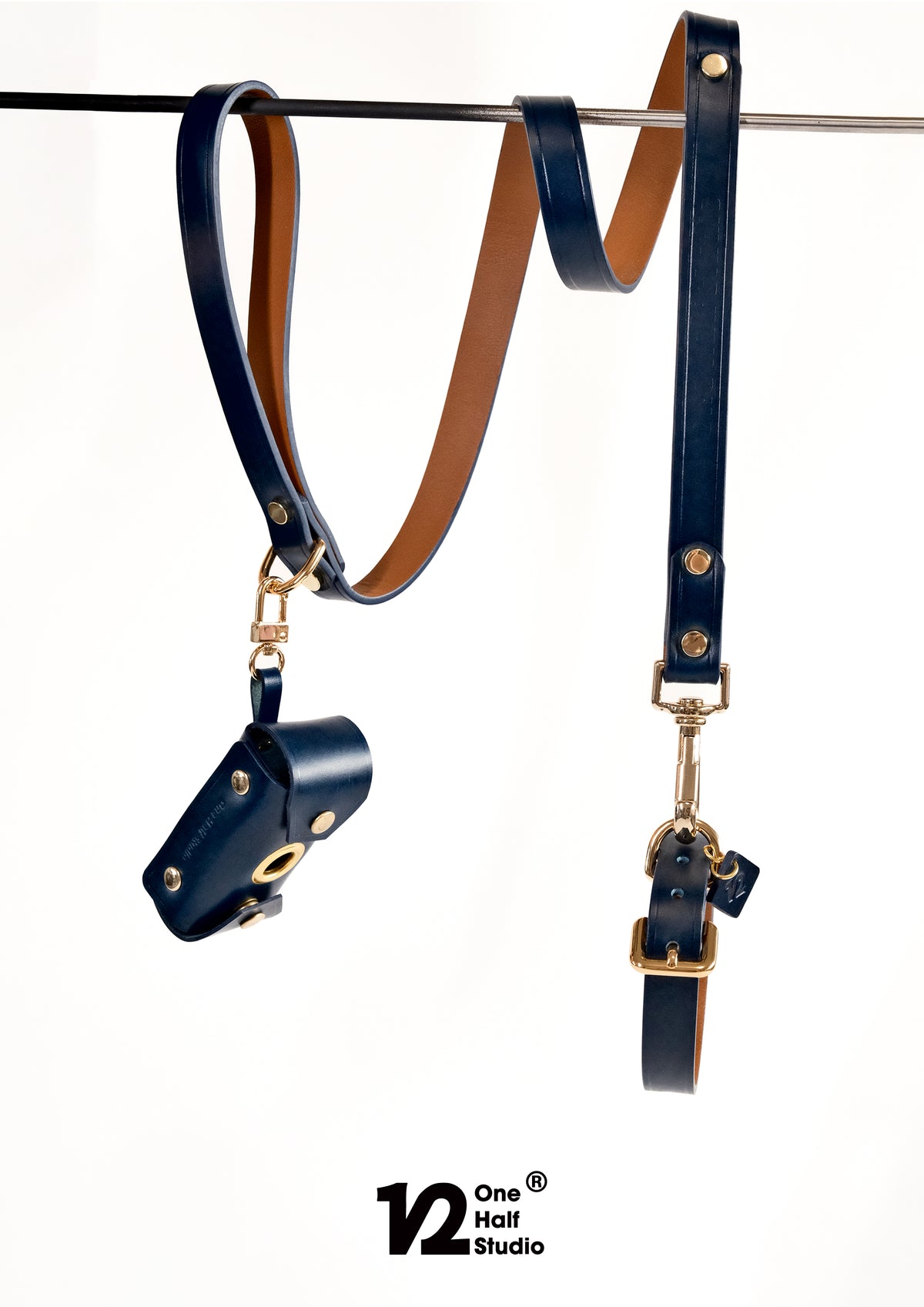 SPLITZ WALKING SET | Twillight | Handcrafted Premium Leather Collar + Leash + Waste Bag Holder