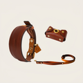 SPLITZ WALKING SET | Mocha | Handcrafted Premium Leather Collar + Leash + Waste Bag Holder