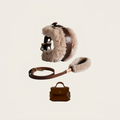 SPLITZ WALKING SET | PELUCHE | Handcrafted Premium Leather Collar + Leash + Waste Bag Holder