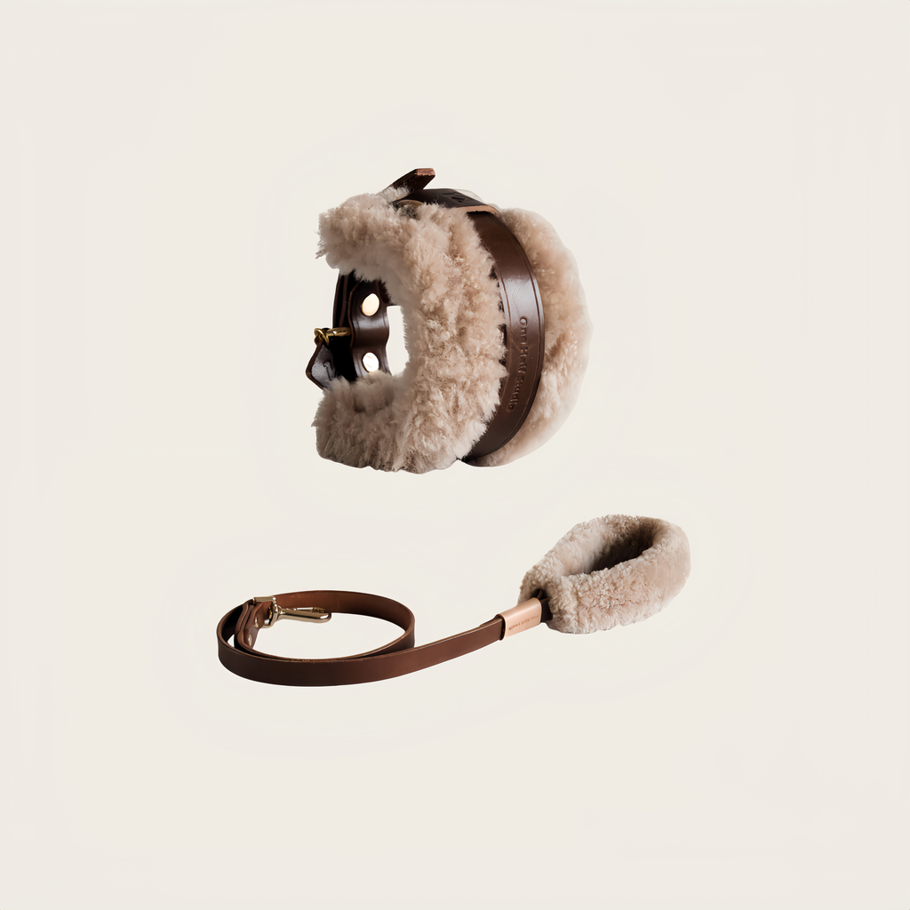 SPLITZ WALKING SET | PELUCHE | Handcrafted Premium Leather Collar + Leash