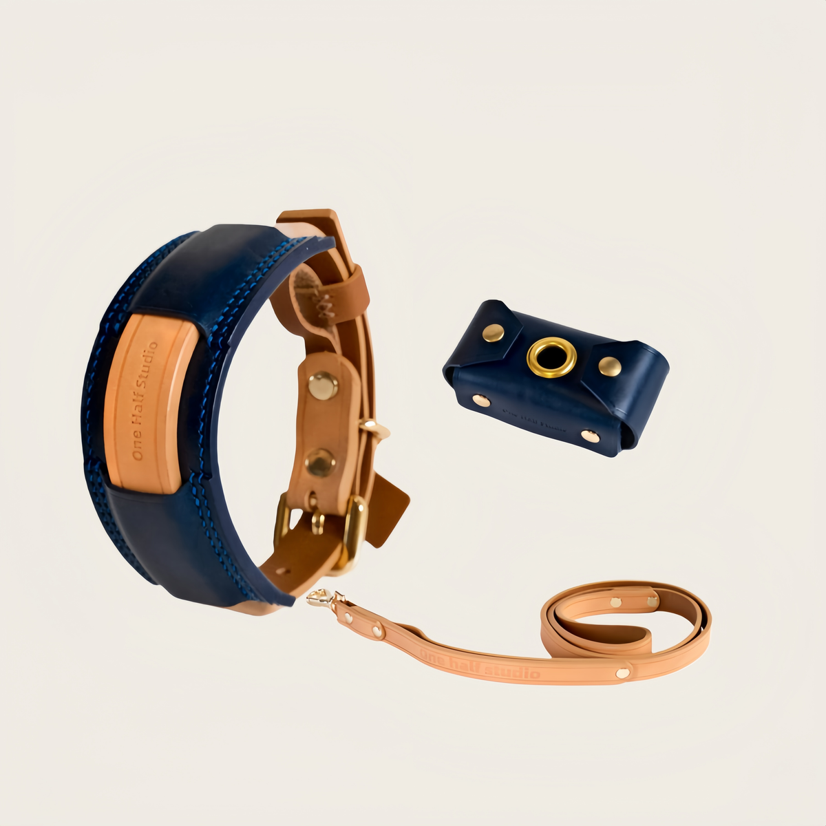 SPLITZ WALKING SET | Twillight | Handcrafted Premium Leather Collar + Leash + Waste Bag Holder