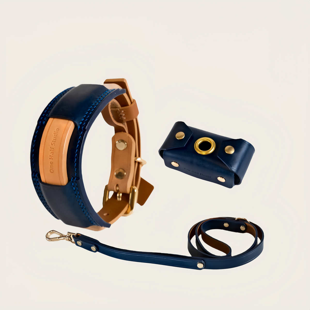 SPLITZ WALKING SET | Twillight | Handcrafted Premium Leather Collar + Leash + Waste Bag Holder